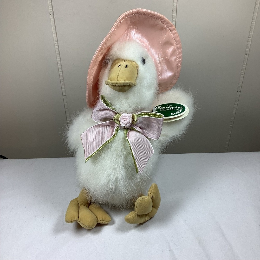 Bearington Darlene Duck‎ Plush Pink Hat Bow Stuffed Animal